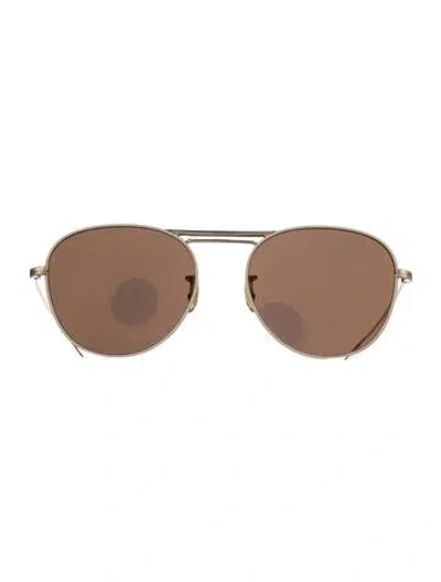 Pre-owned Oliver Peoples Aviator Mirrored Sunglasses In Gold