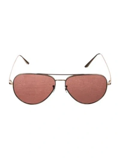 Pre-owned Oliver Peoples Aviator Tinted Sunglasses In Gold