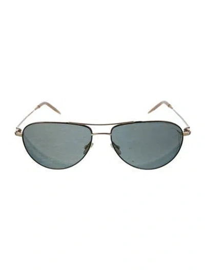 Pre-owned Oliver Peoples Aviator Tinted Sunglasses In Gold