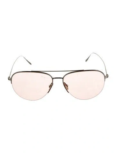 Pre-owned Oliver Peoples Aviator Tinted Sunglasses In Silver