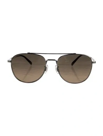 Pre-owned Oliver Peoples Aviator Tinted Sunglasses In Silver