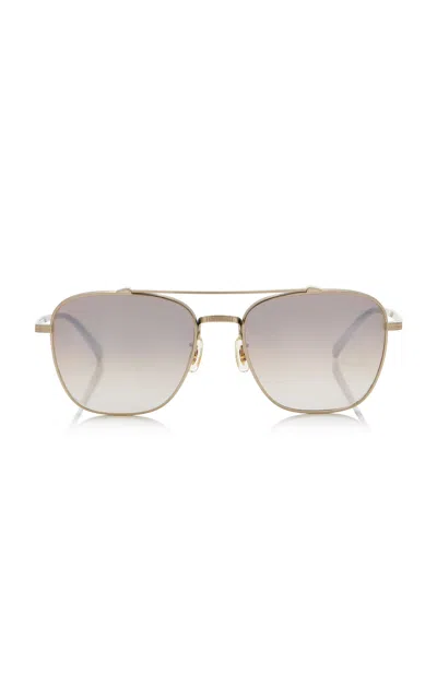 Oliver Peoples Avison Aviator-frame Titanium Sunglasses In Brown