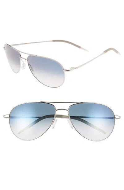 Oliver Peoples Benedict 59mm Photochromic Gradient Aviator Sunglasses In Silver/chrome Sapphire