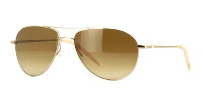 Pre-owned Oliver Peoples Benedict Ov 1002s Gold/chrome Amber Vfx (5242/51) Sunglasses