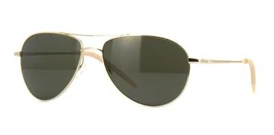 Pre-owned Oliver Peoples Benedict Ov 1002s Gold/g-15 Vfx Polarized (5035/p1) Sunglasses In Green