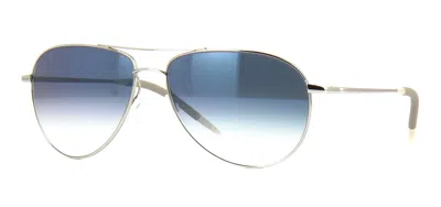 Pre-owned Oliver Peoples Benedict Ov 1002s Silver/chrome Sapphire Vfx (5241/3f) Sunglasses In Blue
