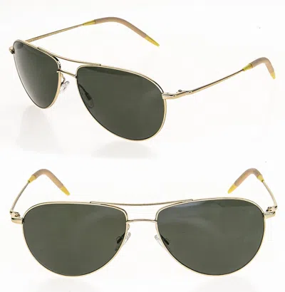 Pre-owned Oliver Peoples Benedict Ov1002 Gold G15 Polarized Glass Aviator Sunglasses 1002 In Green