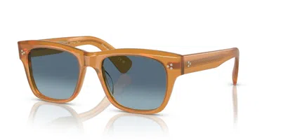 Pre-owned Oliver Peoples Birell Sun Ov 5524su Amber/blue Shaded (1578/q8) Sunglasses