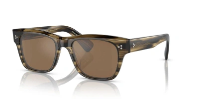 Pre-owned Oliver Peoples Birell Sun Ov 5524su Olive Green/cognac (1719/g8) Sunglasses In Brown