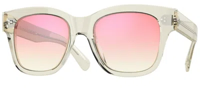 Pre-owned Oliver Peoples Bottega Veneta Bv1261s Havana With Gold/brown (002) Sunglasses In Soft Pink Shaded Mirror