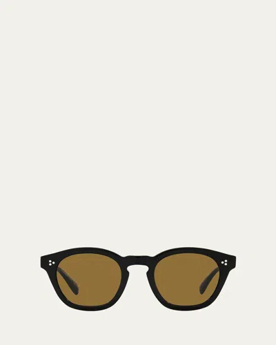 Oliver Peoples Boudreau L. A. Round Acetate & Plastic Sunglasses In Black