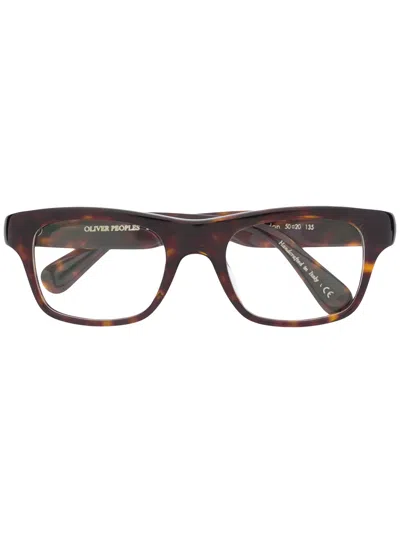 Oliver Peoples Brisdon Rectangular-frame Glasses In Brown