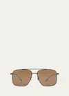 Oliver Peoples Brown Titanium & Crystal Aviator Sunglasses In Tortoise