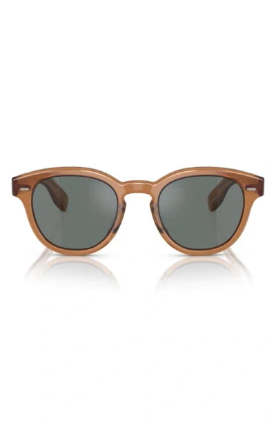 Oliver Peoples Cary Grant 50mm Pillow Sunglasses In Transparent Brown Blue
