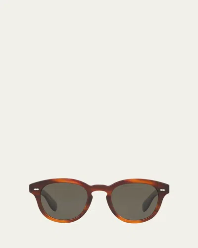 Oliver Peoples Cary Grant Oval Polarized Acetate Sunglasses In Brown