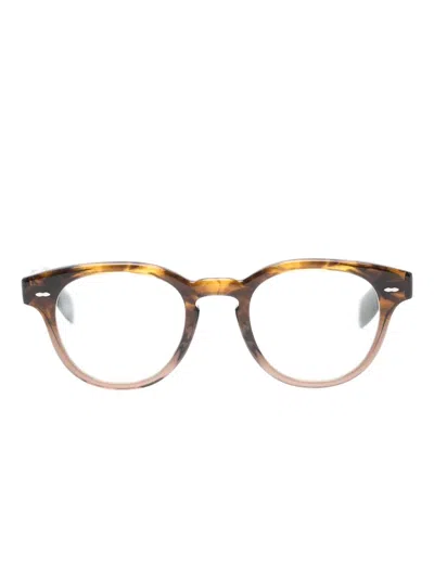 Oliver Peoples Cary Grant Round-frame Glasses In Brown
