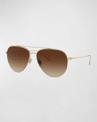 Oliver Peoples Cleamons Metal Aviator Sunglasses In Gold