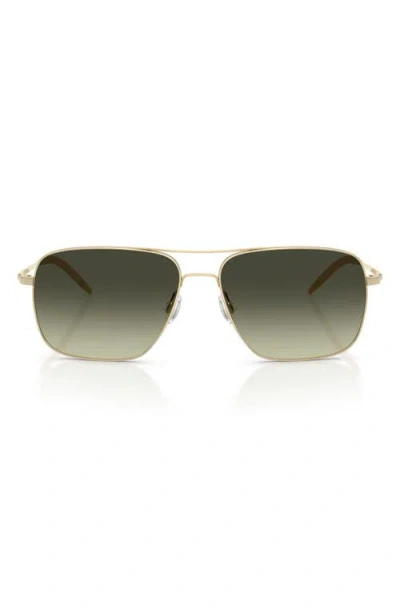 Oliver Peoples Clifton 58mm Gradient Rectangular Sunglasses In Green