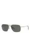 Oliver Peoples Clifton 58mm Polarized Rectangular Sunglasses In Silver