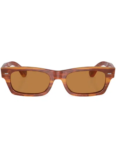Oliver Peoples Davri Rectangle-frame Sunglasses In 174253 Sugi Tortoise