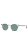Oliver Peoples Desmon Round Sunglasses, 50mm In Gray/green Polarized Solid