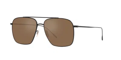 Pre-owned Oliver Peoples Dresner Ov 1320st Matte Black/cognac Mirror (5062/g8) Sunglasses