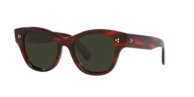 Pre-owned Oliver Peoples Eadie Ov 5490su Red Tortoise/g-15 Polarized (1725/p1) Sunglasses