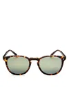 Oliver Peoples Finley Esq Polarized Round Sunglasses, 51mm In Matte Sable Tortoise/gray Mirror Polariz