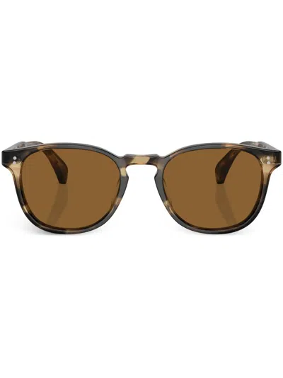 Oliver Peoples Finley Round-frame Sunglasses In Braun