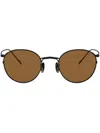 Oliver Peoples G Ponti-4 Round-frame Sunglasses In 501753 Matte Black