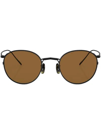 Oliver Peoples G Ponti-4 Round-frame Sunglasses In 501753 Matte Black