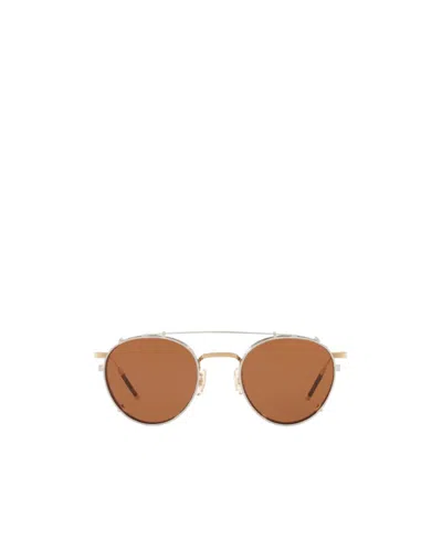Oliver Peoples Geometric Frame Sunglasses Clip In Brown