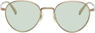 Oliver Peoples Gold Kenser Sunglasses In Green