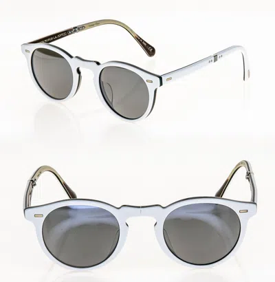 Pre-owned Oliver Peoples Gregory Peck 1962 White Green Blk Folding Sunglass 5456 Ov5456su In Silver
