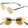 Oliver Peoples Gregory Peck 47mm Retro Sunglasses In Yellow/gold Mirror