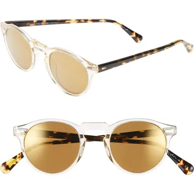 Oliver Peoples Gregory Peck 47mm Retro Sunglasses In Yellow/gold Mirror
