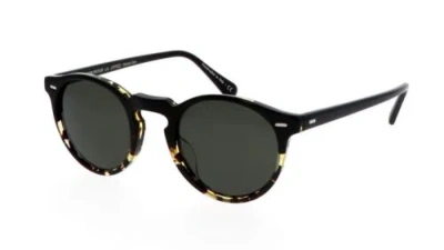 Pre-owned Oliver Peoples Gregory Peck Black Dark Shaded Tort Sunglasses Ov5217s 1178p1 In Green