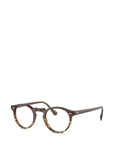 Oliver Peoples Gregory Peck Round-frame Glasses In Brown