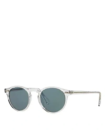 Oliver Peoples Gregory Peck Round Sunglasses, 50mm In Gray/blue Solid