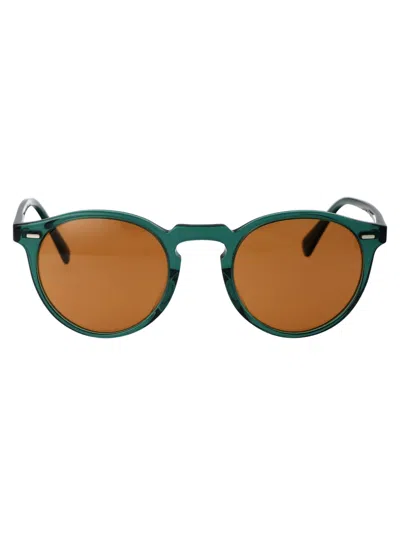 Oliver Peoples Gregory Peck Sun Sunglasses In 176353 Translucent Dark Teal