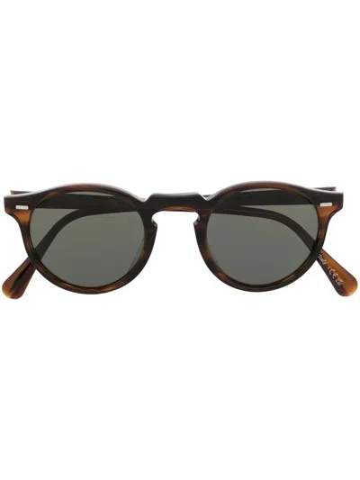 Oliver Peoples Gregory Round-frame Sunglasses In Brown