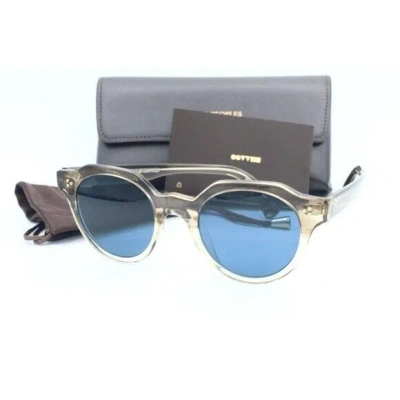 Pre-owned Oliver Peoples Irven Ov5378su 164780 Military Vsb Round Sunglasses Blue Lenses