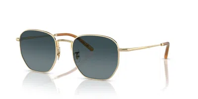Pre-owned Oliver Peoples Kierney Sun Ov 1331s Gold/blue Shaded Polar (5035/s3) Sunglasses In Blue Shaded Polaried