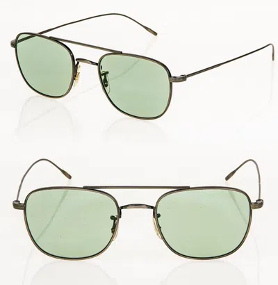 Pre-owned Oliver Peoples Kress Ov1238 Antique Gold Green Metal Retro Unisex Sunglass 1238