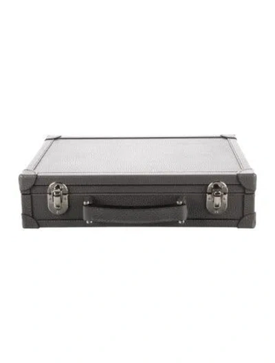 Pre-owned Oliver Peoples Leather Travel Case In Grey
