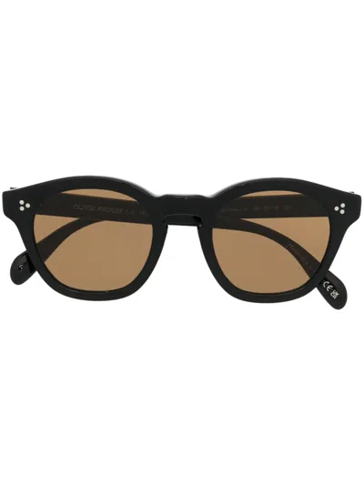 Oliver Peoples Lewen Round-frame Sunglasses In 褐色