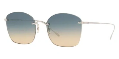 Pre-owned Oliver Peoples Marlien Women's Gold-tone Rimless Sunglasses Ov1265s 503679 Italy In Blue