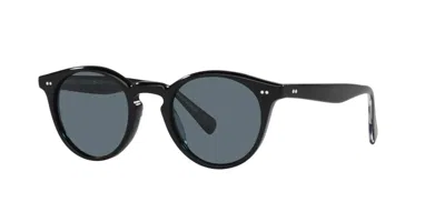 Pre-owned Oliver Peoples Men's 48mm Black Polarized Sunglasses Ov5459su 14923r 48 In Blue