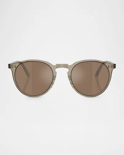 Oliver Peoples Men's Ov5183s Round Acetate Sunglasses In Brown