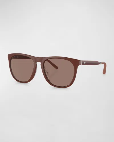 Oliver Peoples Men's R-1 Plastic Square Sunglasses In Brown
